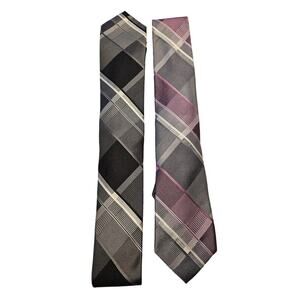 Lot of ties Michael kors 100% silk black plaid pink plaid business proffesional